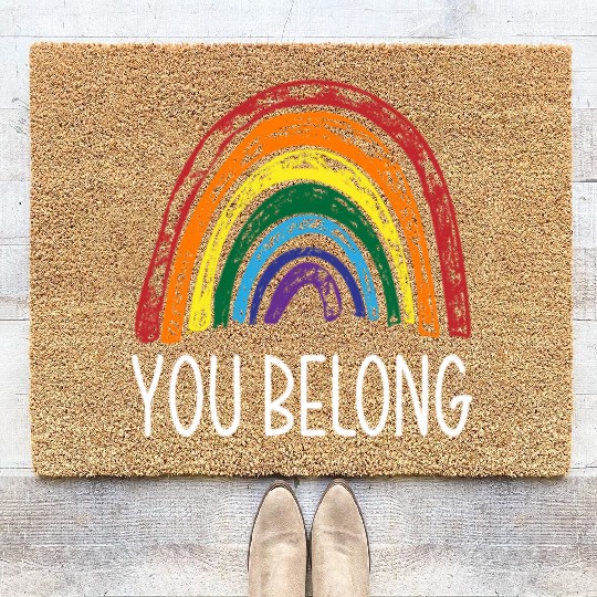 You Belong LGBTQ Rainbow Pride Coir Doormats
