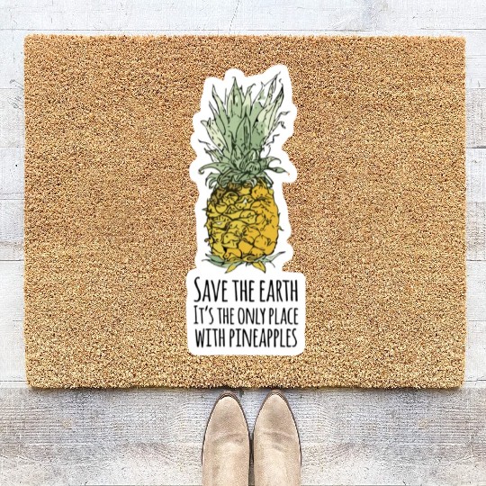 Save the Earth: Its Only Place with Pineapples Coir Doormats