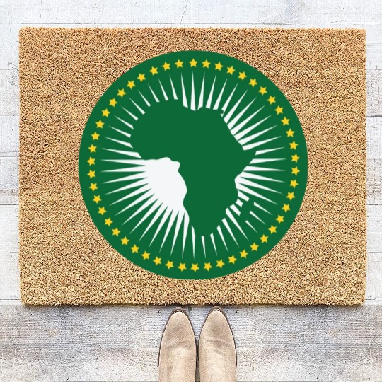 The african union flag, Green african union flag Coir Doormats