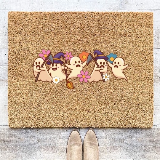 Halloween Spooky Season Boo Ghost Witch Grim Coir Doormats