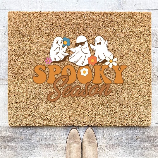 Halloween Spooky Season Boo Ghost Let's Go Ghouls Coir Doormats