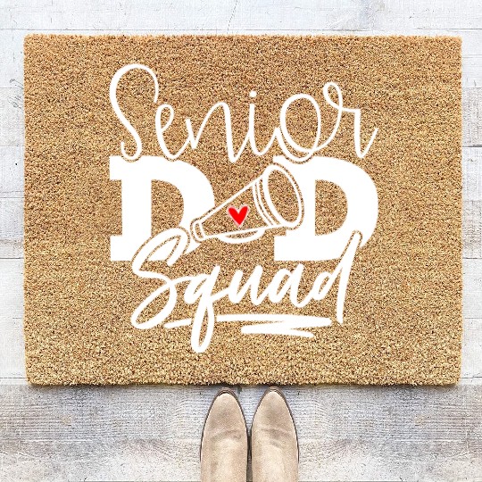 Senior Cheer Dad Squad American Football Coir Doormats