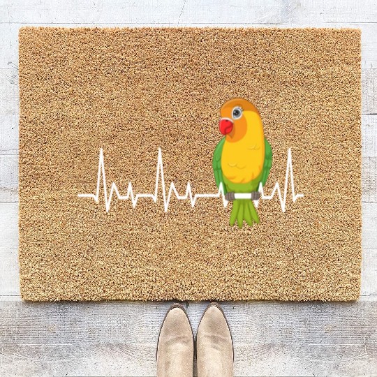 Lovebird Heart Beat Love Birds Bird lover Coir Doormats