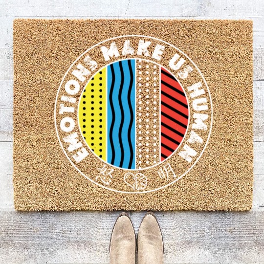 Emotions Make Us Human Kanji Symbols Coir Doormats