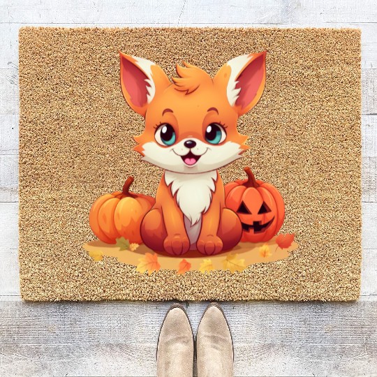 Halloween Autumn: Foxes in Foliage Coir Doormats
