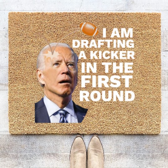 Confused Drafting Kicker Funny Fantasy Football Coir Doormats