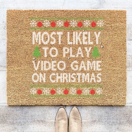 Video Game Family Matching Christmas Apparel Coir Doormats