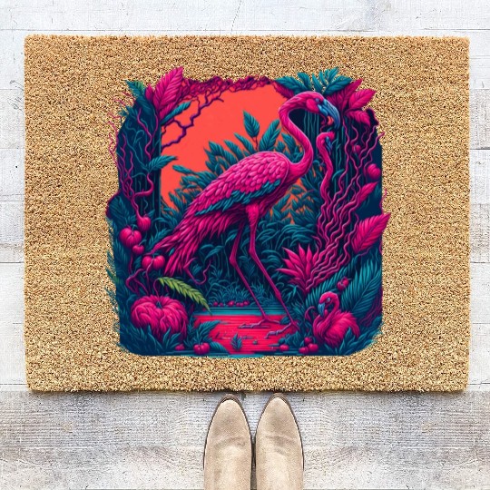 Neon flamingo Coir Doormats