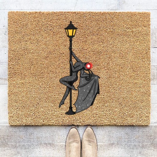Mothman Pole Dancing On A Street Lamp Funny Coir Doormats