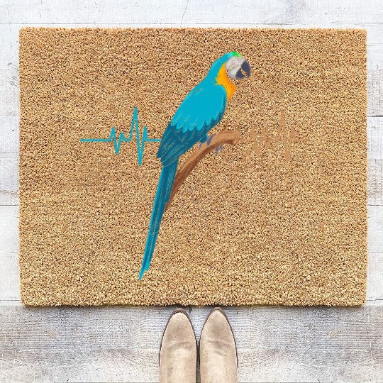 Macaw Heart Beat Parrot Bird Parrots Macaws Coir Doormats