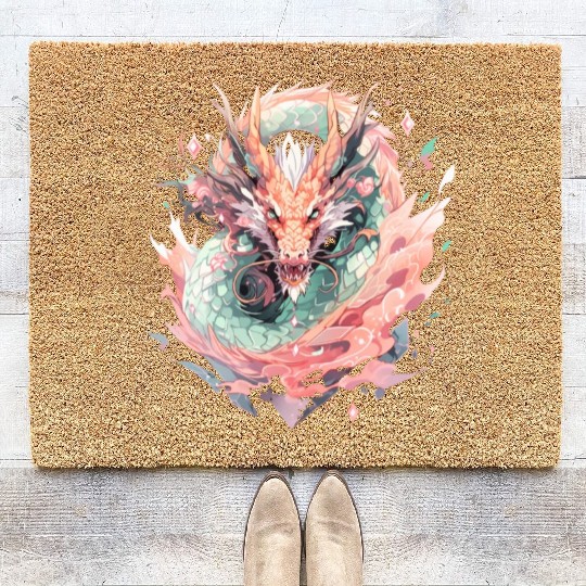 Adorable Crystal Chinese Dragon Coir Doormats