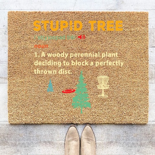 Stupid Tree Disc Golf Frisbee Golfing Sports Funny Coir Doormats