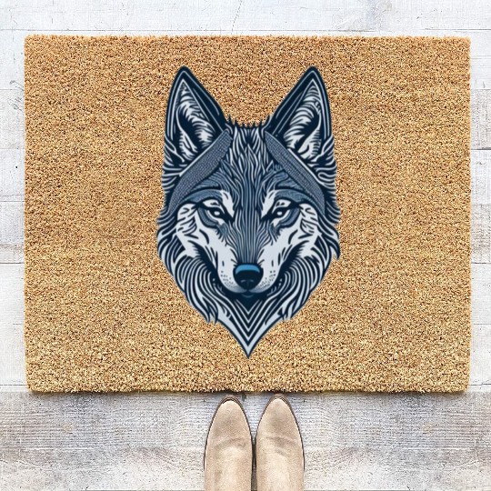 Beautiful wolf face Coir Doormats