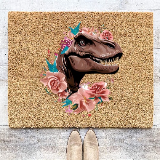 Flowery dinosaur Coir Doormats