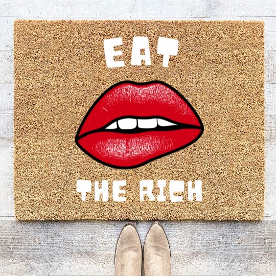 Eat The Rich Red Lips Socialist Coir Doormats