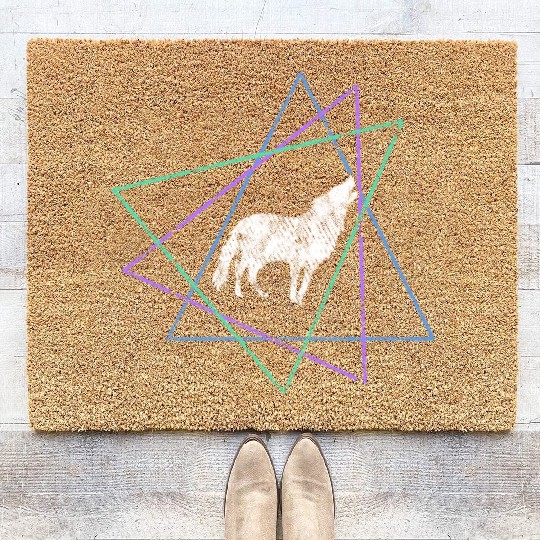 Geometric Howling Wolf Coir Doormats