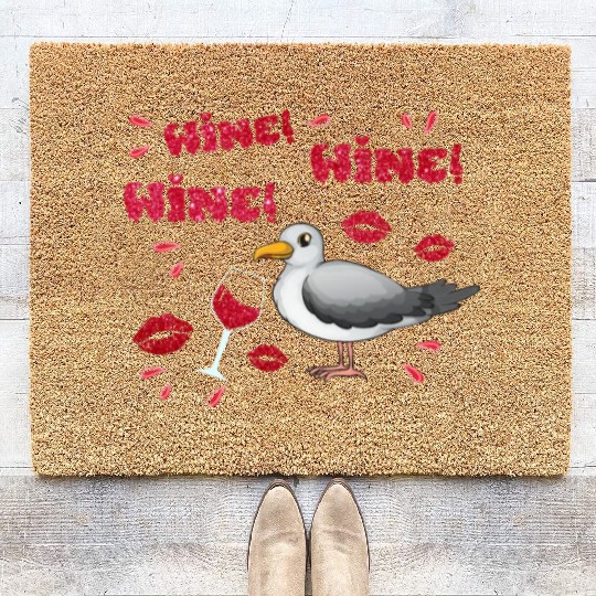 Wine Seagull Bird Lover Shorebird Seagulls Coir Doormats