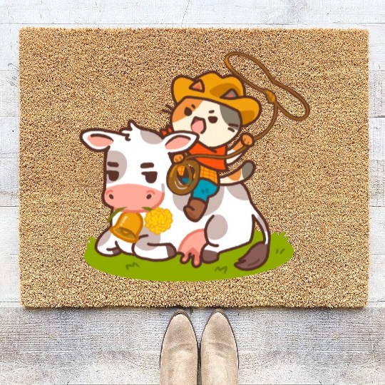 Meow Dy Yeehaw Cowboy Cat Coir Doormats