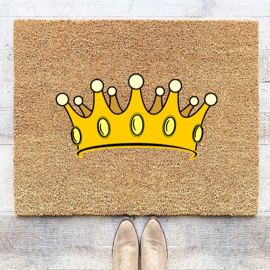 Crown gold colored with pearls Coir Doormats