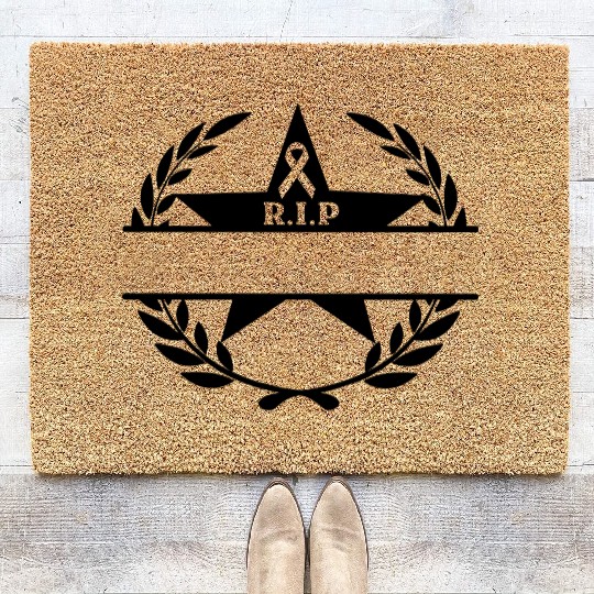Laurel wreath star and bow RIP Coir Doormats