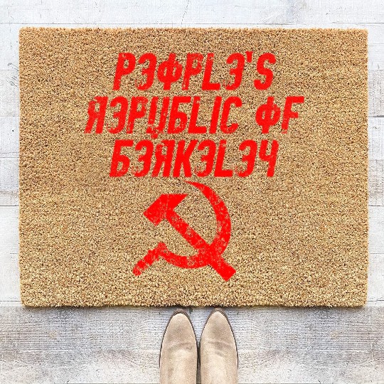 People's republic of Berkeley Communist logo Coir Doormats
