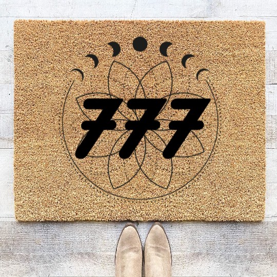 Mandala Angel Numbers 777 Moon Cycle Coir Doormats