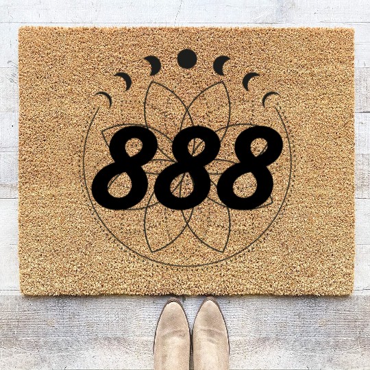 Mandala Angel Numbers 888 Moon Cycle Coir Doormats