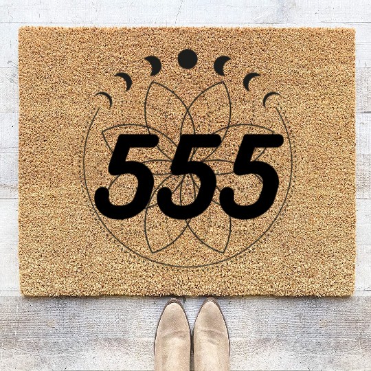 Mandala Angel Numbers 555 Moon Cycle Coir Doormats