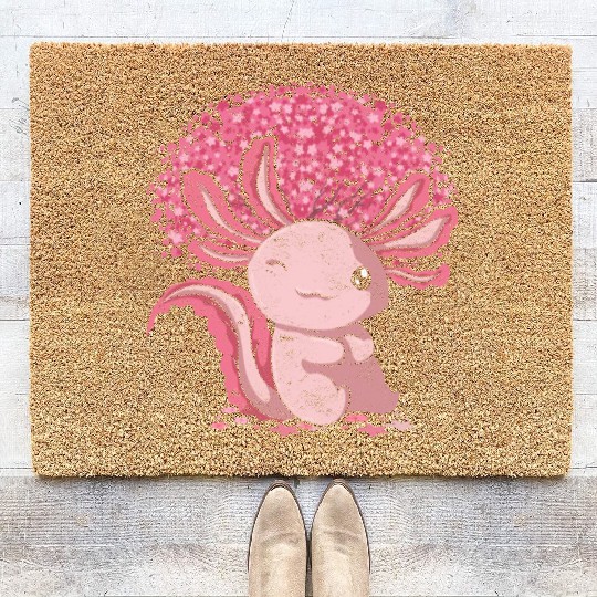 Cherry Blossom Tree Amphibian Gift Sakura Axolotl Coir Doormats