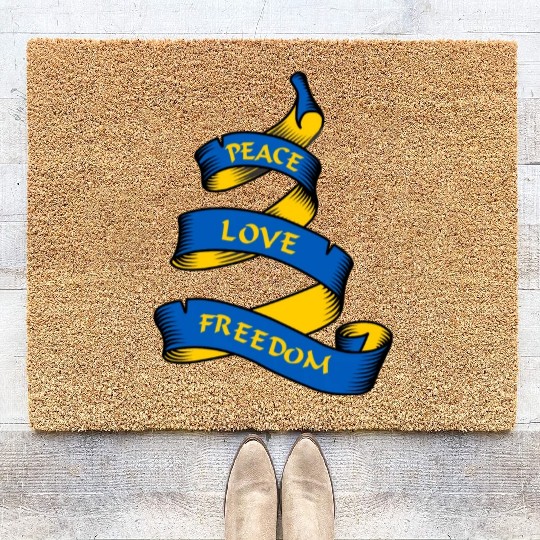 Curl banner with text Ukraine Coir Doormats