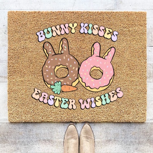 Bunny Kisses Donut Lover Easter Gift Coir Doormats