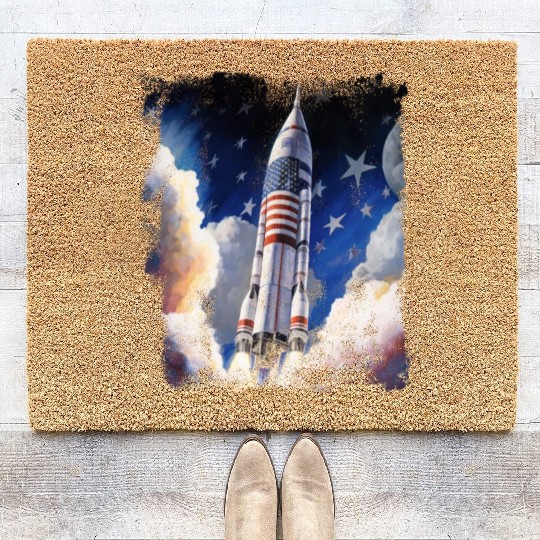 Patriotic Starship US Astronauts Stars and Stripes Coir Doormats