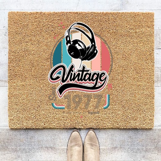 Vintage since 1977 headphones Coir Doormats
