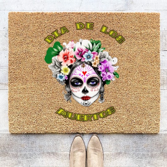 flower girl - day of the dead Coir Doormats