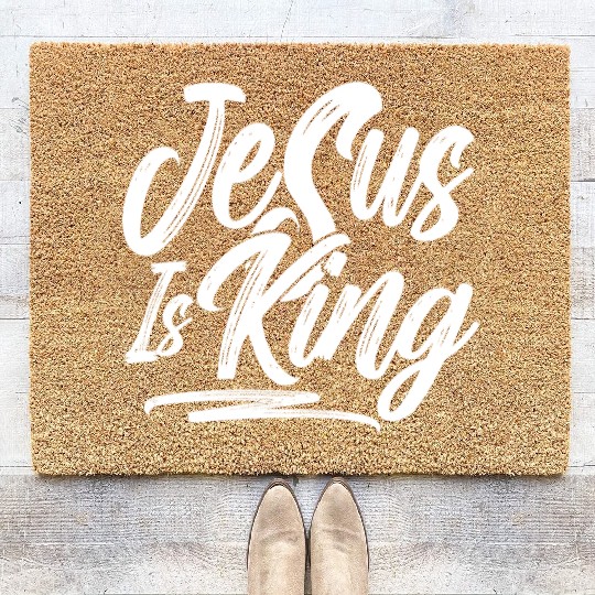Jesus Is King Love Jesus Christian Christmas Coir Doormats