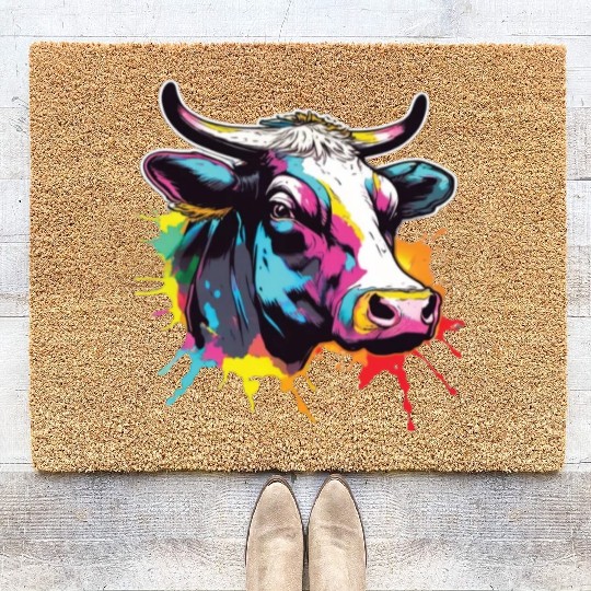 Cow Cows Cow Head Agriculture Farmer Coir Doormats