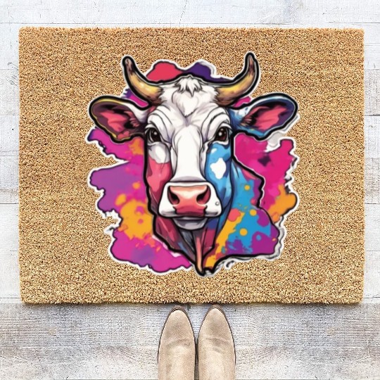 Cow Cows Cow Head Agriculture Farmer Coir Doormats