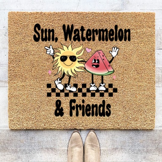 Sun, Watermelon, and Friends, Summer, Beach, Coir Doormats