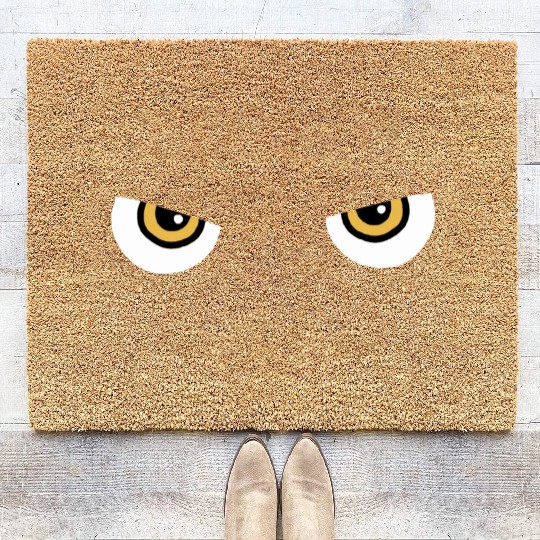 Black Cat Yellow Eyes | Halloween Cat Lovers Gift Coir Doormats