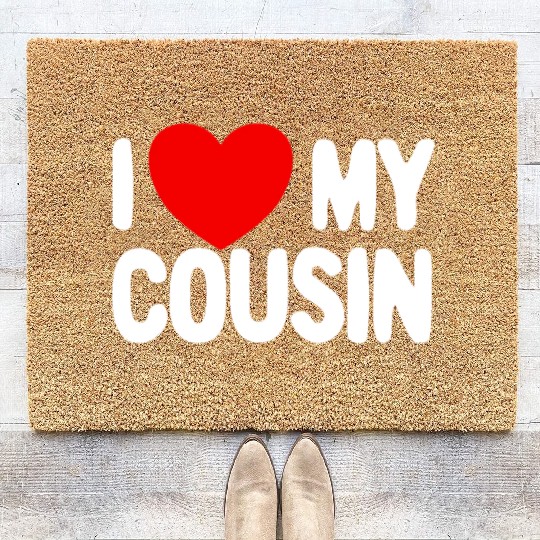 I Love My Cousin Red Heart Redneck Love My Cousin Coir Doormats