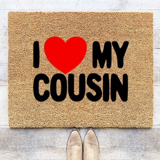 I Love My Cousin Red Heart Redneck Love My Cousin Coir Doormats