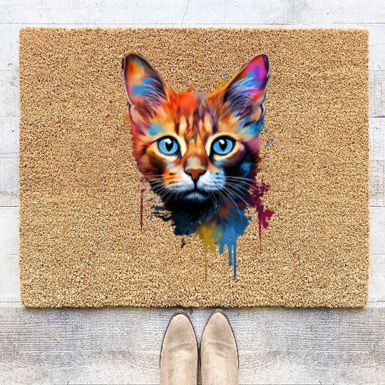 Color Explosion Abyssinian Cat Cute Coir Doormats