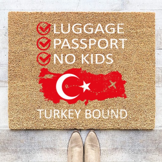 Luggage Passport No Kids Turkey Bound Vacation Coir Doormats