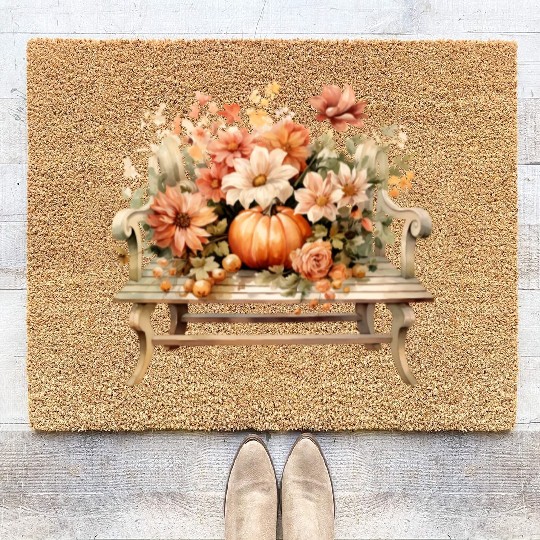 Vintage Wildflower Poster Green Botanical Wall Art Coir Doormats