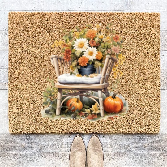 Vintage Wildflower Poster Green Botanical Wall Art Coir Doormats