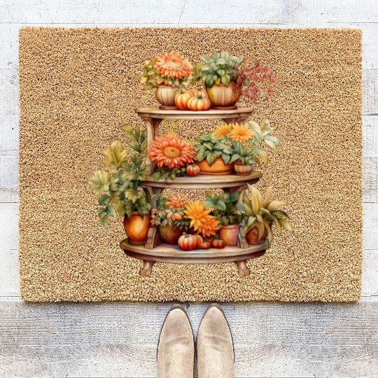 Vintage Wildflower Poster Green Botanical Wall Art Coir Doormats