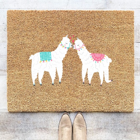 Llama Summer Wedding Anniversary Enet Coir Doormats