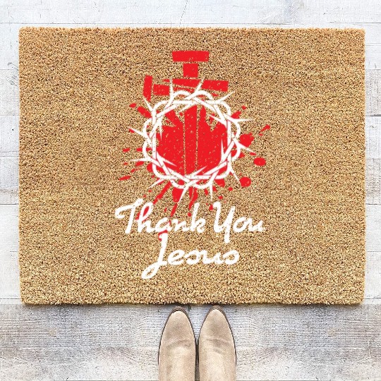 Thank You Jesus Love Jesus ChristianChristmas Coir Doormats