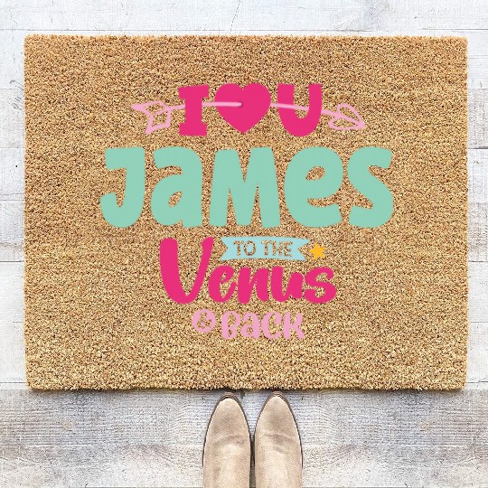 I Love You James Valentines Coir Doormats