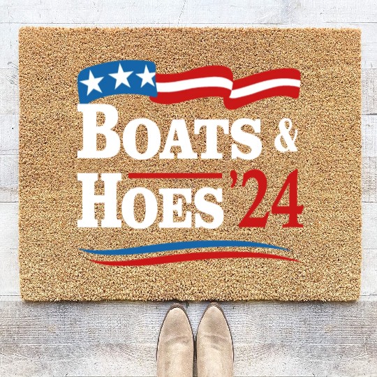 Boats & Hoes 24 Vintage Retro Meme Step Brother Coir Doormats